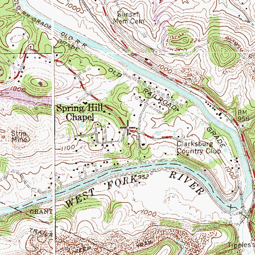 Topographic Map of Spring Hill Chapel, WV