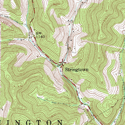 Topographic Map of Stringtown, WV