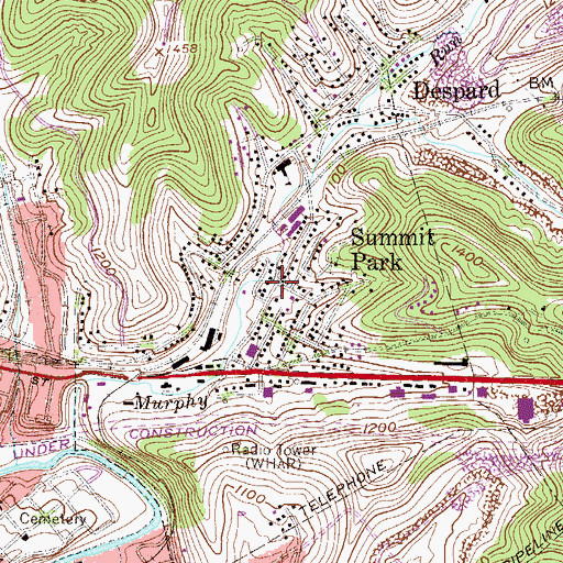 Topographic Map of Summit Park, WV