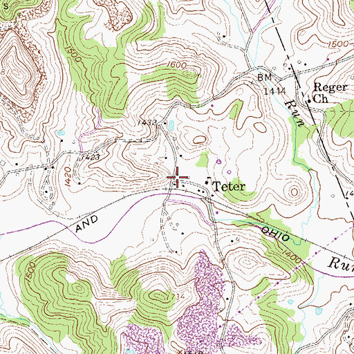Topographic Map of Teter, WV