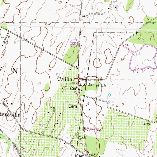 Topographic Map of Uvilla, WV