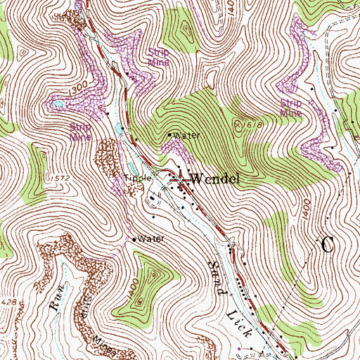 Topographic Map of Wendel, WV