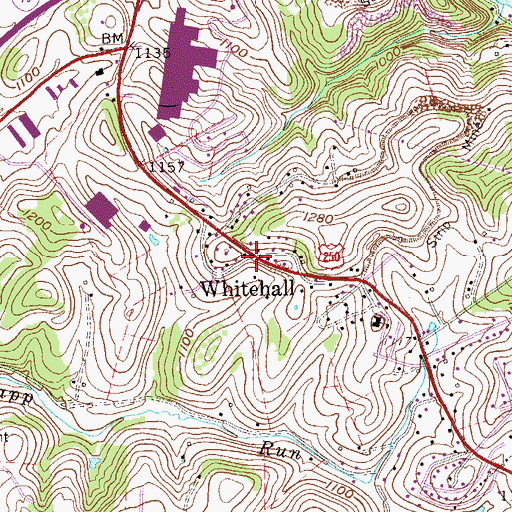 Topographic Map of White Hall, WV