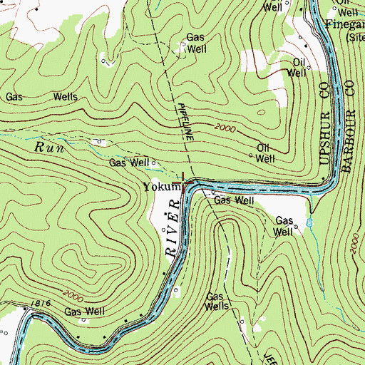 Topographic Map of Yokum, WV