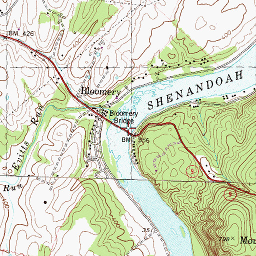 Topographic Map of Bloomery Bridge, WV