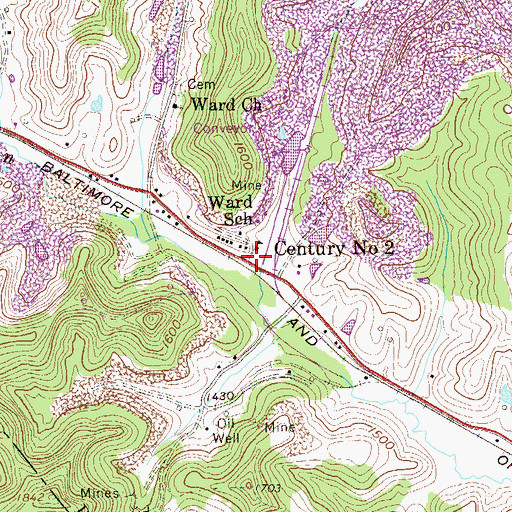 Topographic Map of Century Number 2, WV