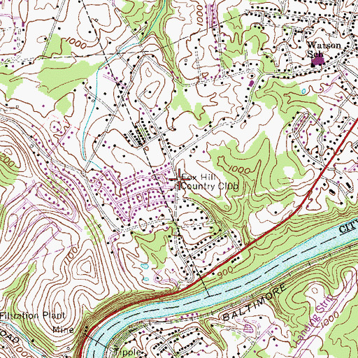 Topographic Map of Fox Hill Country Club, WV