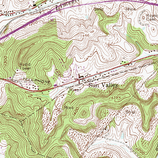 Topographic Map of Sun Valley, WV