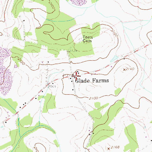 Topographic Map of Glade Farms United Methodist Church, WV