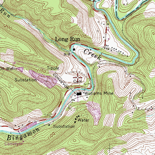 Topographic Map of Nutter Run Impoundment Dam, WV