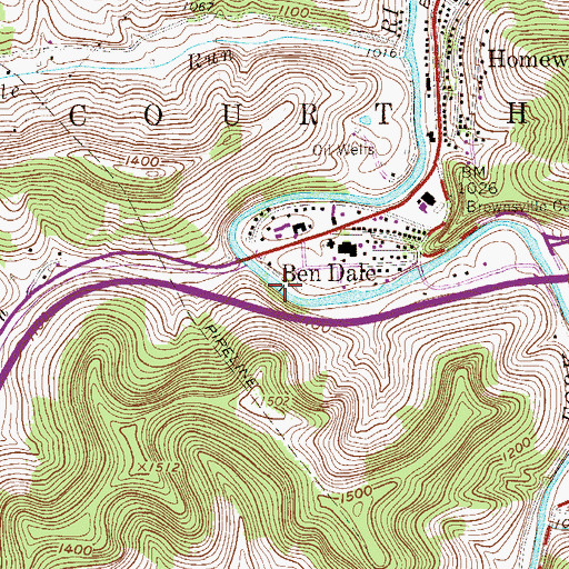 Topographic Map of Bendale Dam, WV