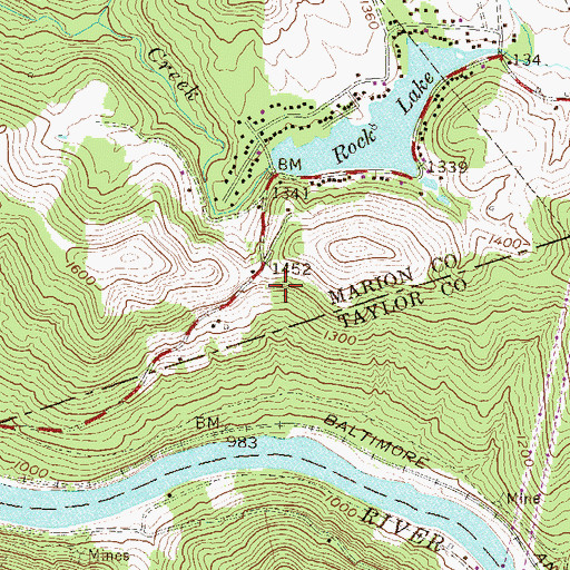 Topographic Map of Rock Lake Dam, WV