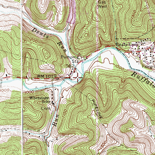 Topographic Map of Dents Run Reservoir, WV