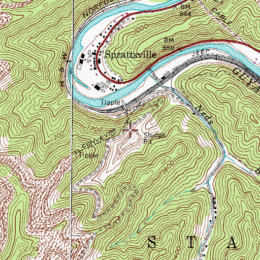 Topographic Map of Neds Branch Refuse Bank Dam, WV