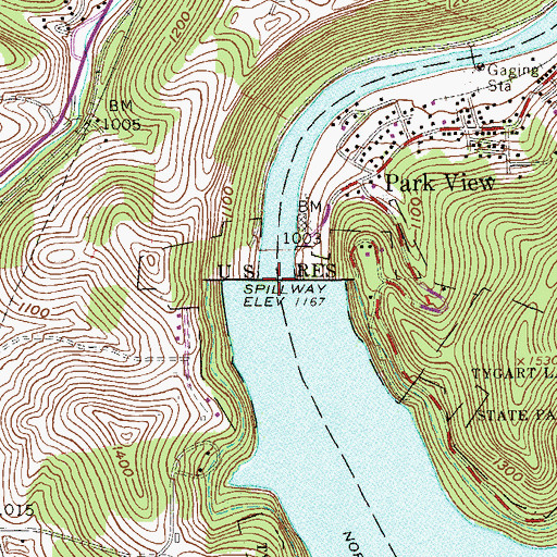 Topographic Map of Tygart Dam, WV