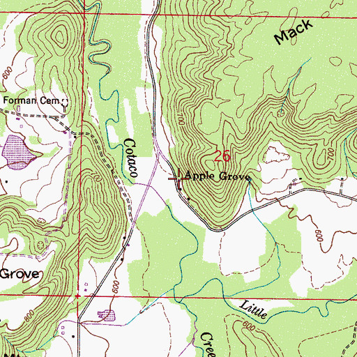 Topographic Map of Apple Grove, AL