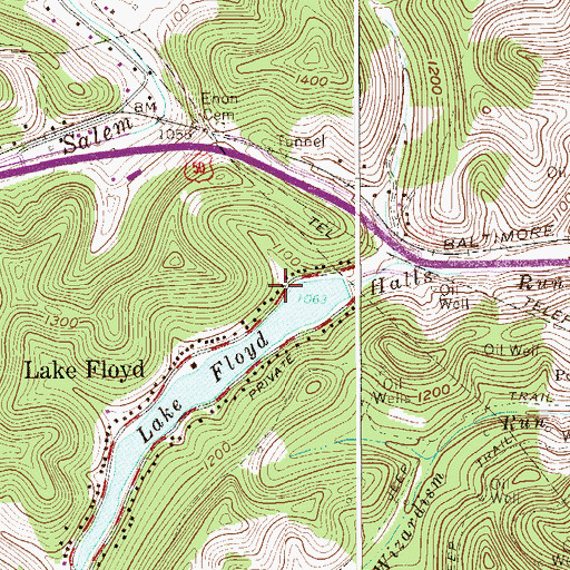 Topographic Map of Lake Floyd Dam, WV
