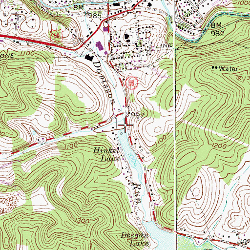 Topographic Map of Hinkle Lake Dam, WV