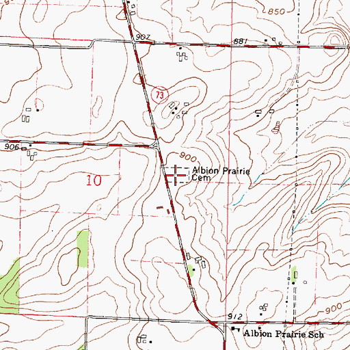 Topographic Map of Albion Prairie Cemetery, WI