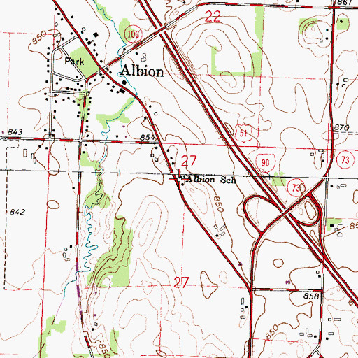 Topographic Map of Albion School, WI