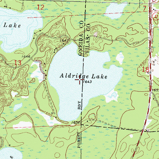 Topographic Map of Aldridge Lake, WI