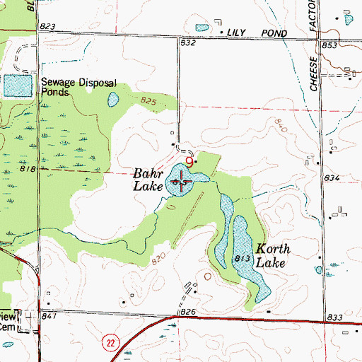 Topographic Map of Bahr Lake, WI