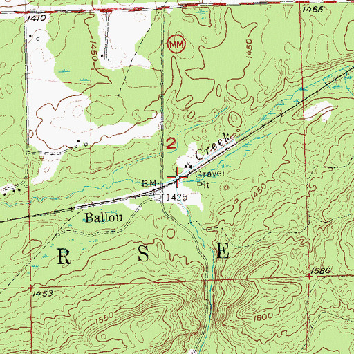 Topographic Map of Ballou Creek, WI