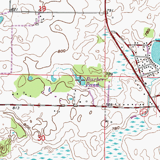 Topographic Map of Barber Pond, WI
