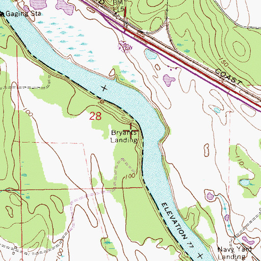 Topographic Map of Bryants Landing, AL