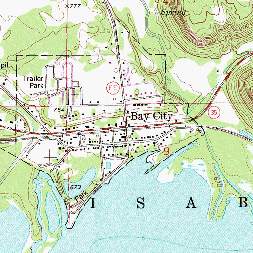 Topographic Map of Bay City, WI