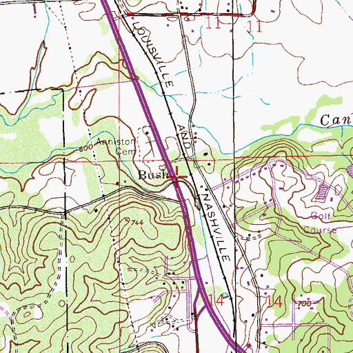 Topographic Map of Bush, AL