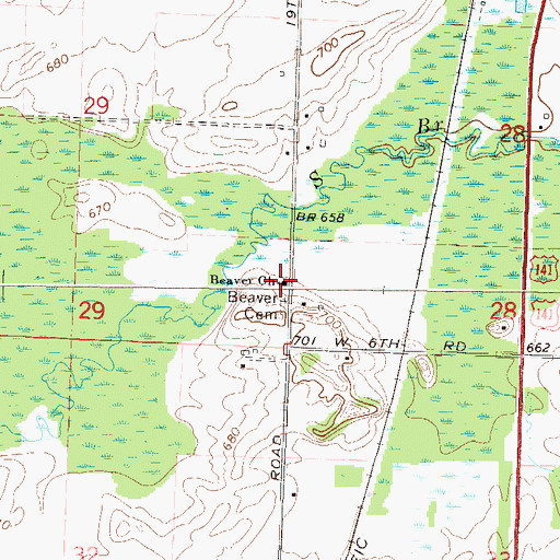 Topographic Map of Beaver Church, WI