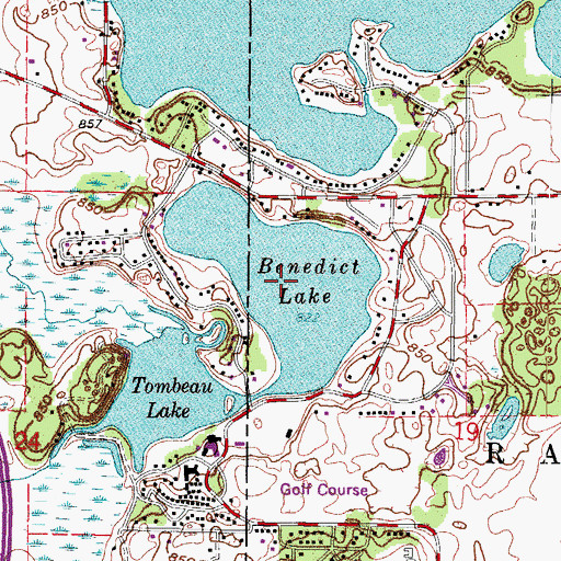 Topographic Map of Benedict Lake, WI