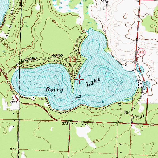Topographic Map of Berry Lake, WI