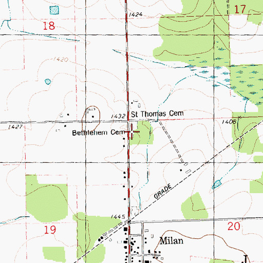 Topographic Map of Bethlehem Cemetery, WI