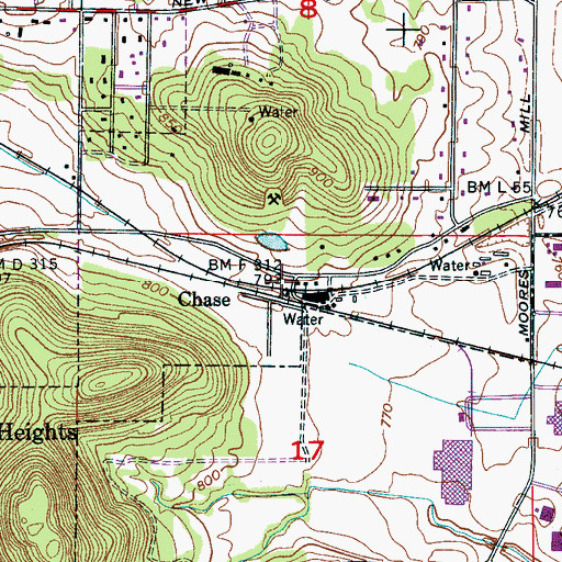 Topographic Map of Chase, AL