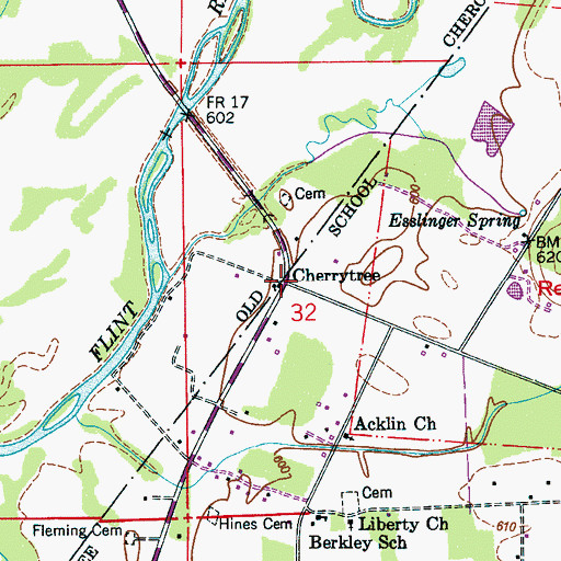 Topographic Map of Cherrytree, AL