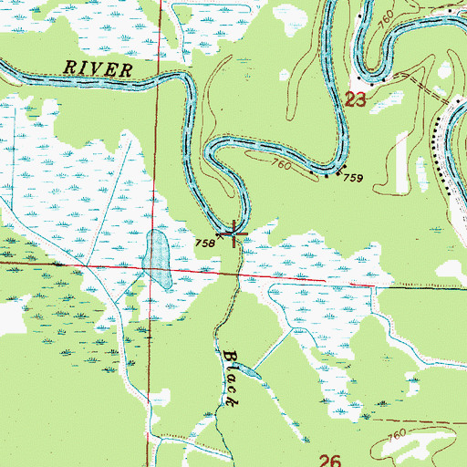Topographic Map of Black Otter Creek, WI