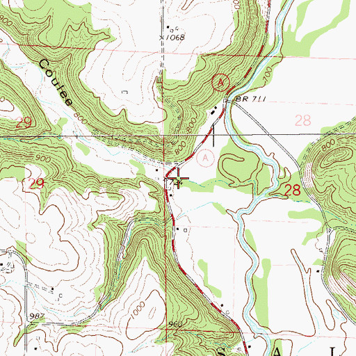 Topographic Map of Bremenington Coulee, WI