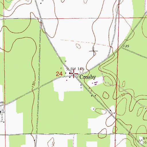 Topographic Map of Crosby, AL