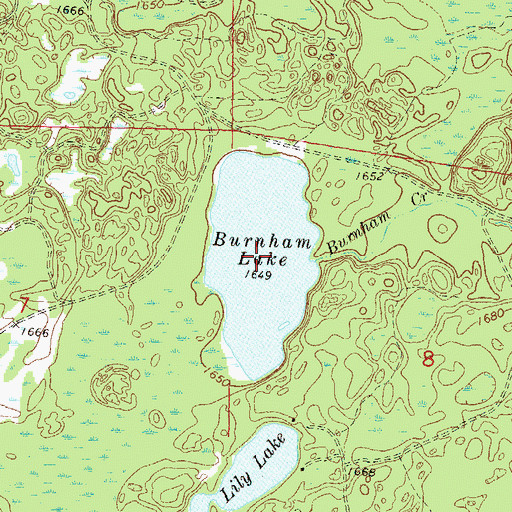 Topographic Map of Burnham Lake, WI