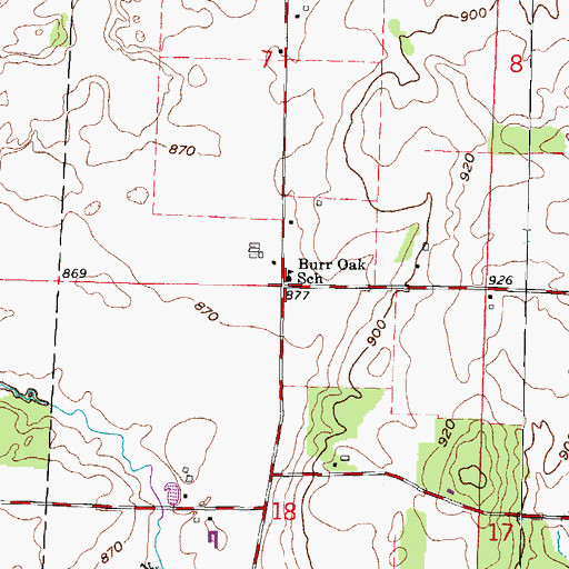 Topographic Map of Burr Oak School, WI