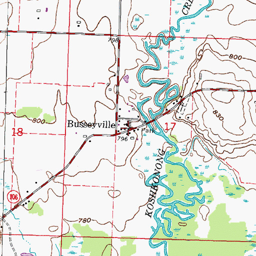 Topographic Map of Busseyville, WI