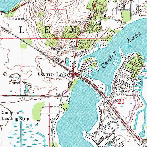 Topographic Map of Camp Lake, WI