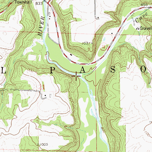 Topographic Map of Cave Creek, WI