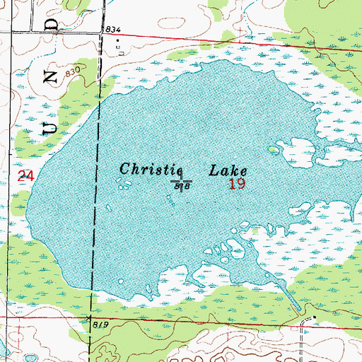 Topographic Map of Christie Lake, WI