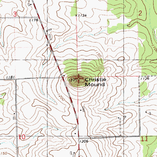 Topographic Map of Christie Mound, WI