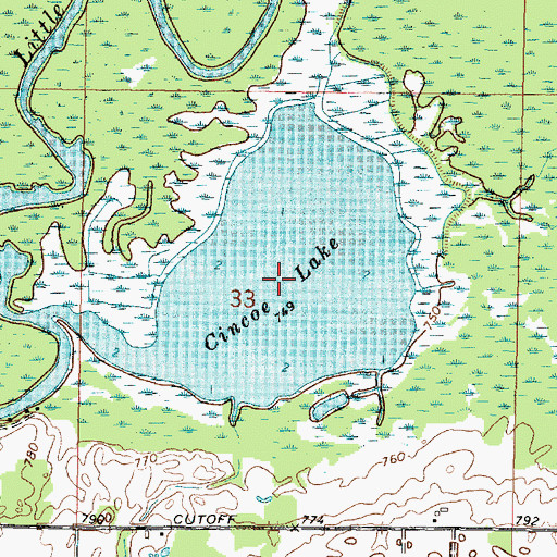 Topographic Map of Cincoe Lake, WI