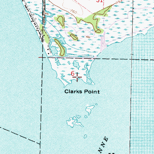 Topographic Map of Clarks Point, WI