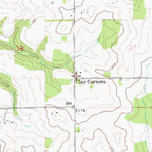 Topographic Map of Clay Corners, WI